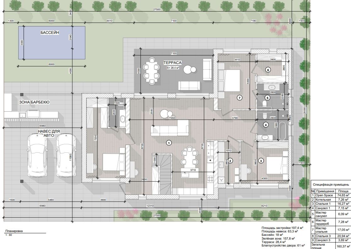 Новый одноэтажный дом в ЖМ "Дайберг" с рассрочкой до 18 месяцев.  ID 53943 (Фото 8)